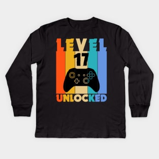 Level 17 Unlocked Funny Video Gamer Birthday Novelty T-Shirt Kids Long Sleeve T-Shirt
